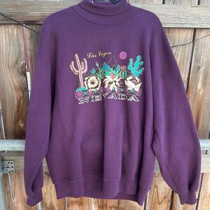 Jerzees Purple Sweatshirt with Embroidered Desert Design